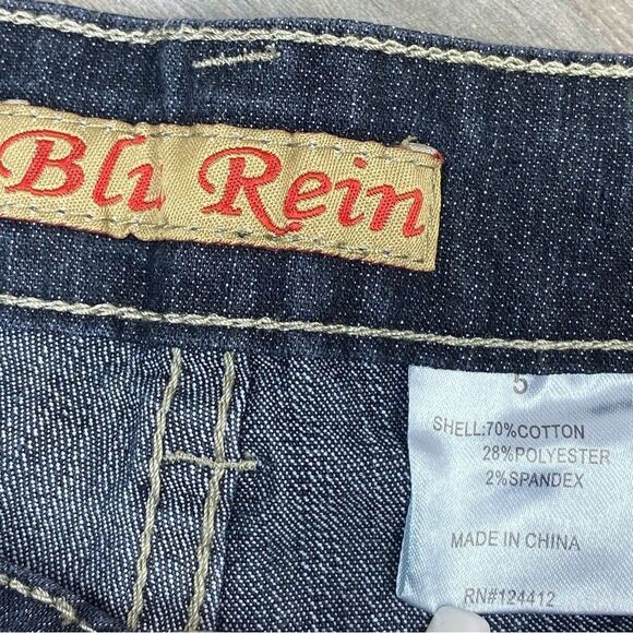 Blu Rein Rhinestone Embellished Low Rise Skinny Jeans Blue Juniors 5 - Picture 9 of 11